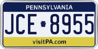 PA license plate JCE8955