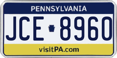 PA license plate JCE8960