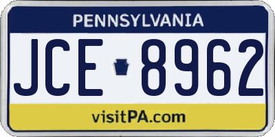 PA license plate JCE8962
