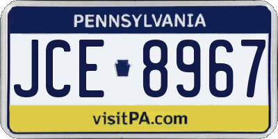 PA license plate JCE8967