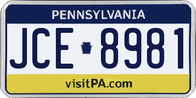 PA license plate JCE8981