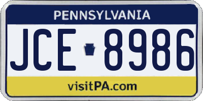 PA license plate JCE8986