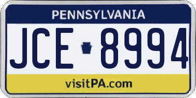 PA license plate JCE8994