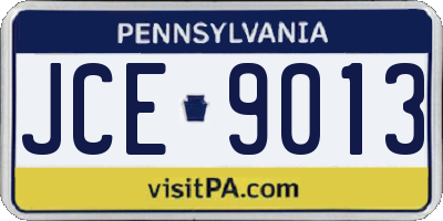 PA license plate JCE9013