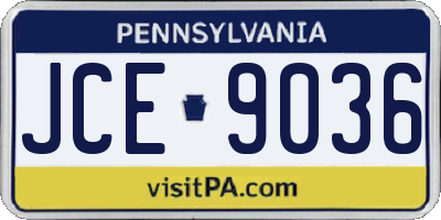 PA license plate JCE9036