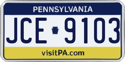PA license plate JCE9103