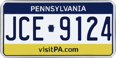 PA license plate JCE9124