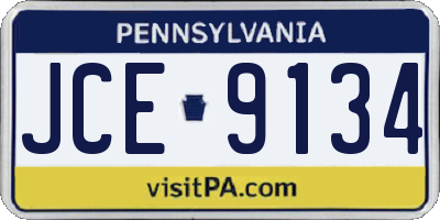 PA license plate JCE9134