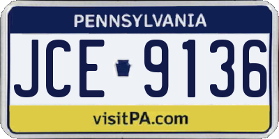 PA license plate JCE9136