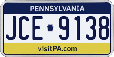 PA license plate JCE9138