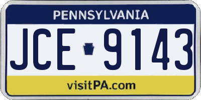 PA license plate JCE9143