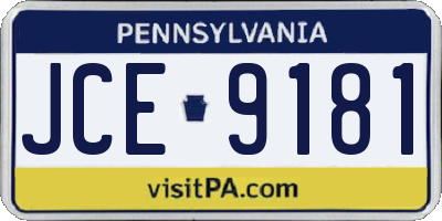 PA license plate JCE9181