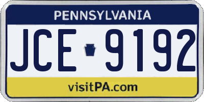 PA license plate JCE9192