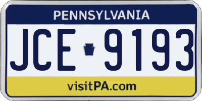 PA license plate JCE9193