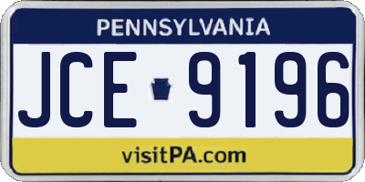 PA license plate JCE9196