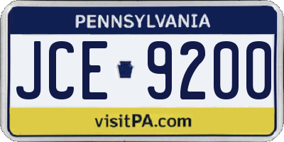 PA license plate JCE9200