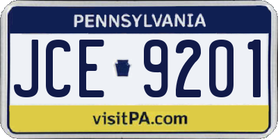 PA license plate JCE9201