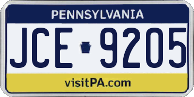 PA license plate JCE9205