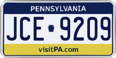 PA license plate JCE9209