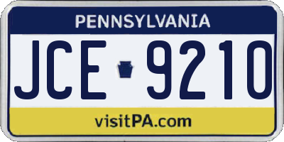 PA license plate JCE9210