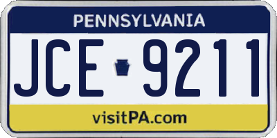 PA license plate JCE9211