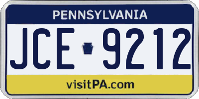 PA license plate JCE9212