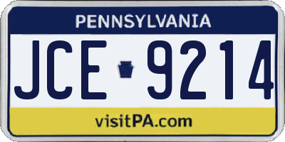 PA license plate JCE9214
