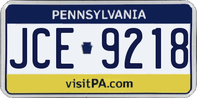 PA license plate JCE9218