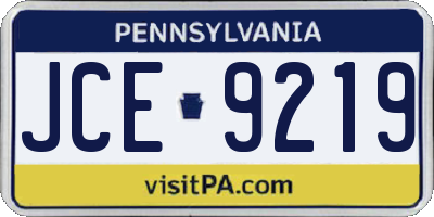 PA license plate JCE9219