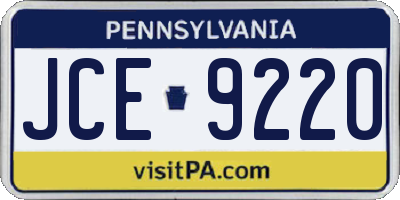 PA license plate JCE9220