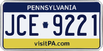 PA license plate JCE9221