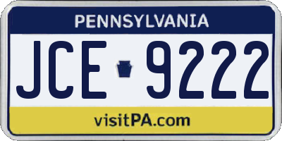 PA license plate JCE9222