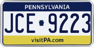 PA license plate JCE9223