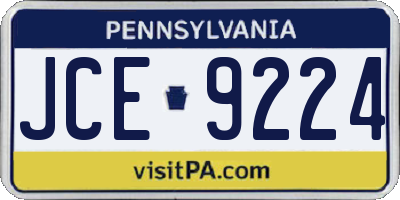 PA license plate JCE9224