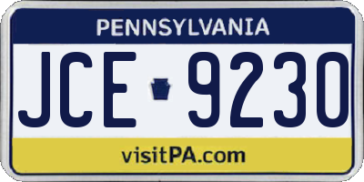 PA license plate JCE9230