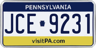 PA license plate JCE9231