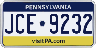 PA license plate JCE9232