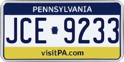 PA license plate JCE9233