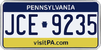 PA license plate JCE9235