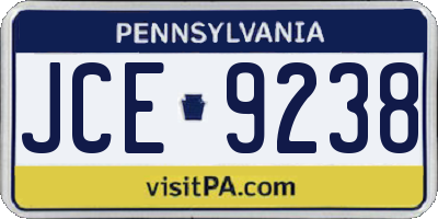 PA license plate JCE9238