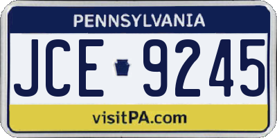 PA license plate JCE9245