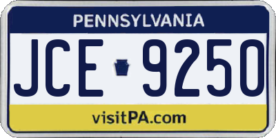 PA license plate JCE9250