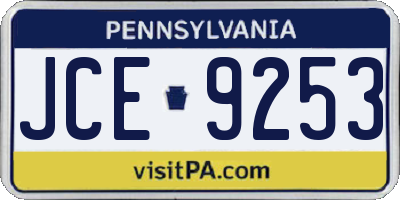 PA license plate JCE9253