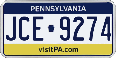 PA license plate JCE9274