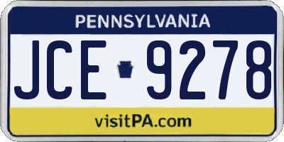 PA license plate JCE9278