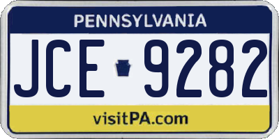 PA license plate JCE9282