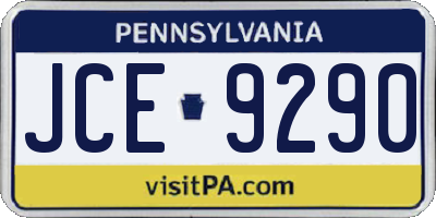 PA license plate JCE9290