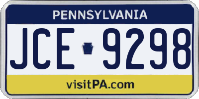 PA license plate JCE9298