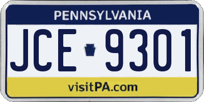 PA license plate JCE9301