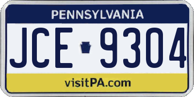 PA license plate JCE9304